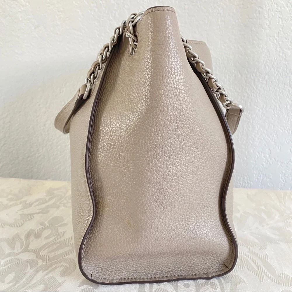 Tory Burch gray leather Britten Tote